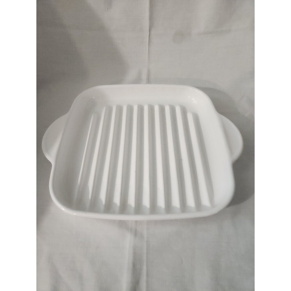 Vintage White Corning Ware 10” Cooker Roasting Casserole Dish MR-3 Rack